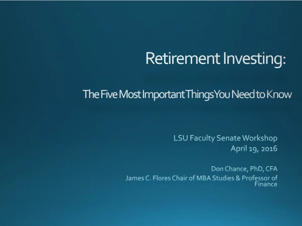 Retirement Investing: The Five Most Important Things You Need to Know