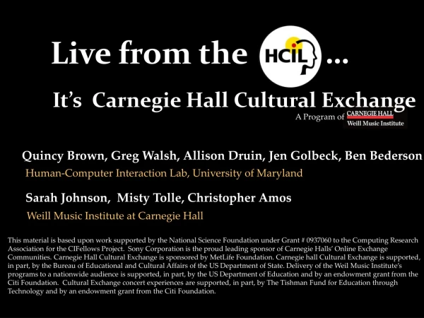 It’s Carnegie Hall Cultural Exchange