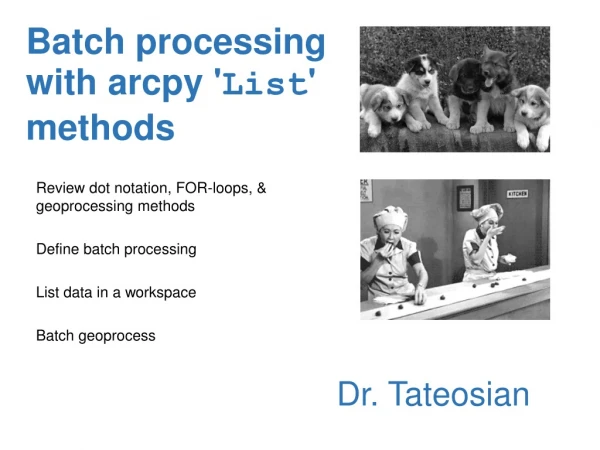Batch processing with arcpy ' List ' methods