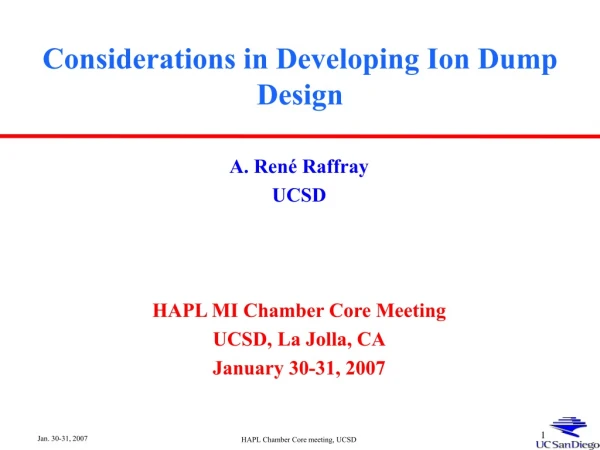 Considerations in Developing Ion Dump Design