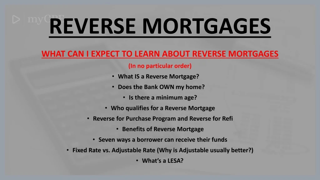 reverse mortgages