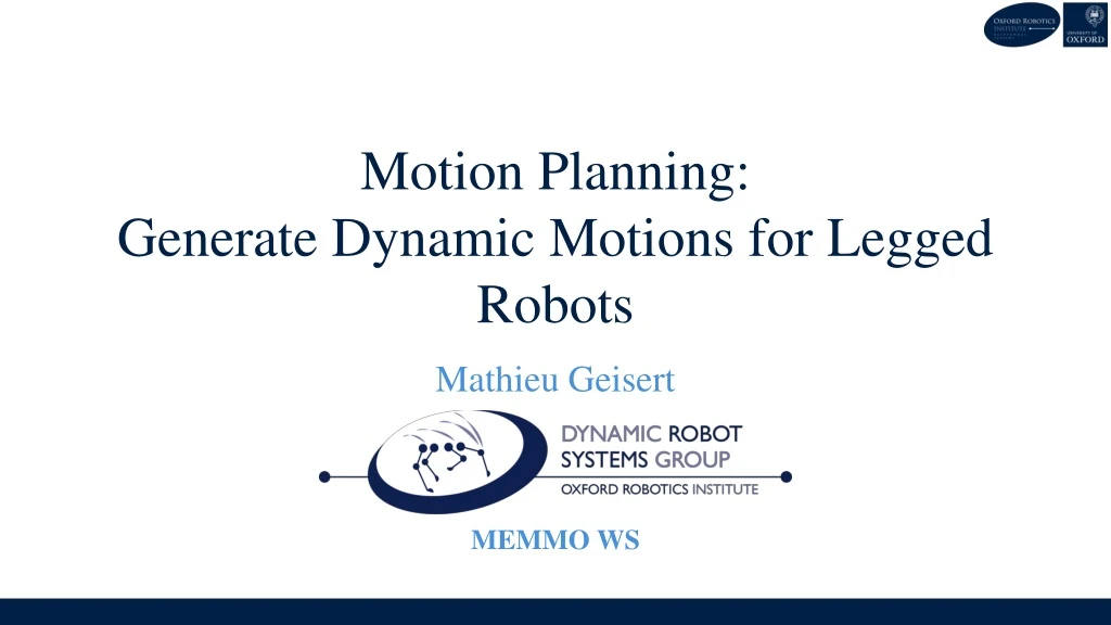 motion planning generate dynamic motions for legged robots