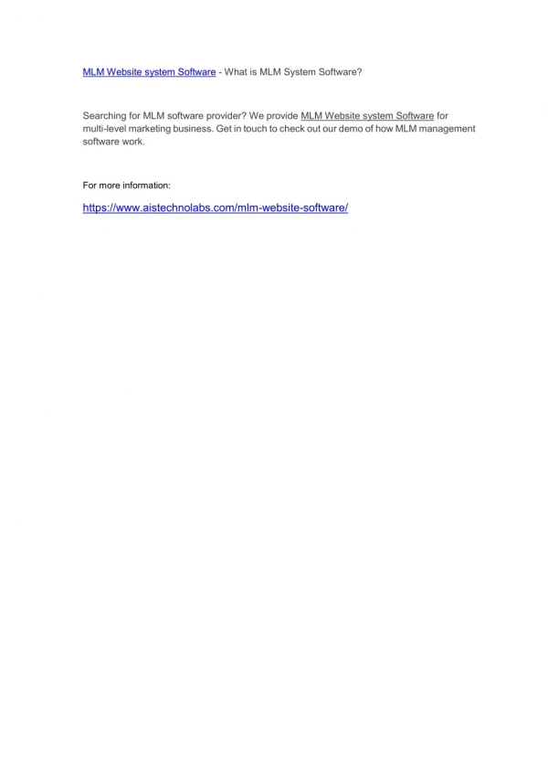 mlm website system software what is mlm system
