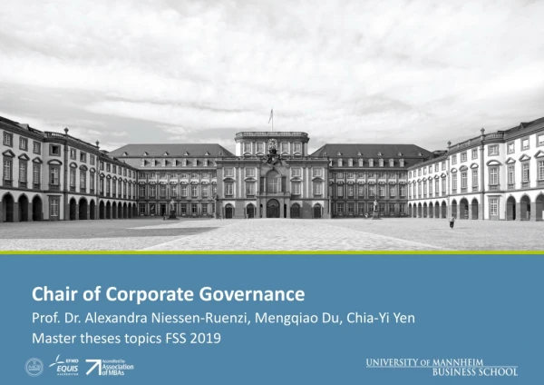 Chair of Corporate Governance Prof. Dr. Alexandra Niessen-Ruenzi, Mengqiao Du, Chia-Yi Yen