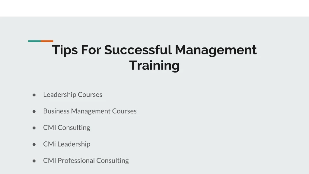 tips for successful management training