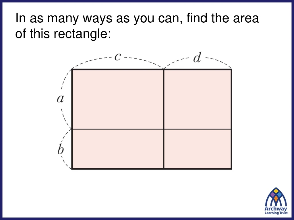 in as many ways as you can find the area of this