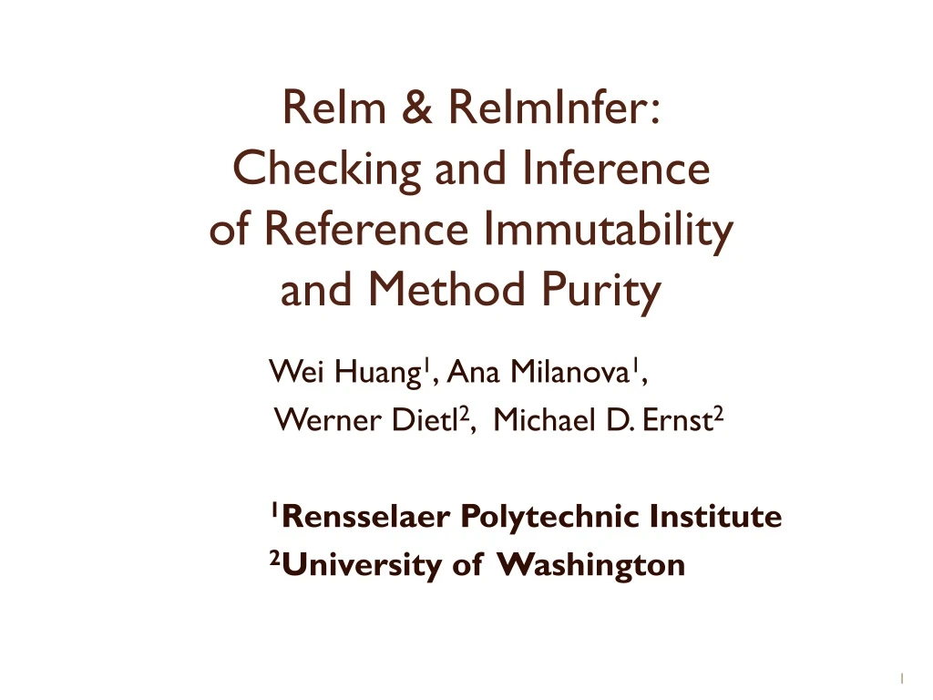 reim reiminfer checking and inference of reference immutability and method purity