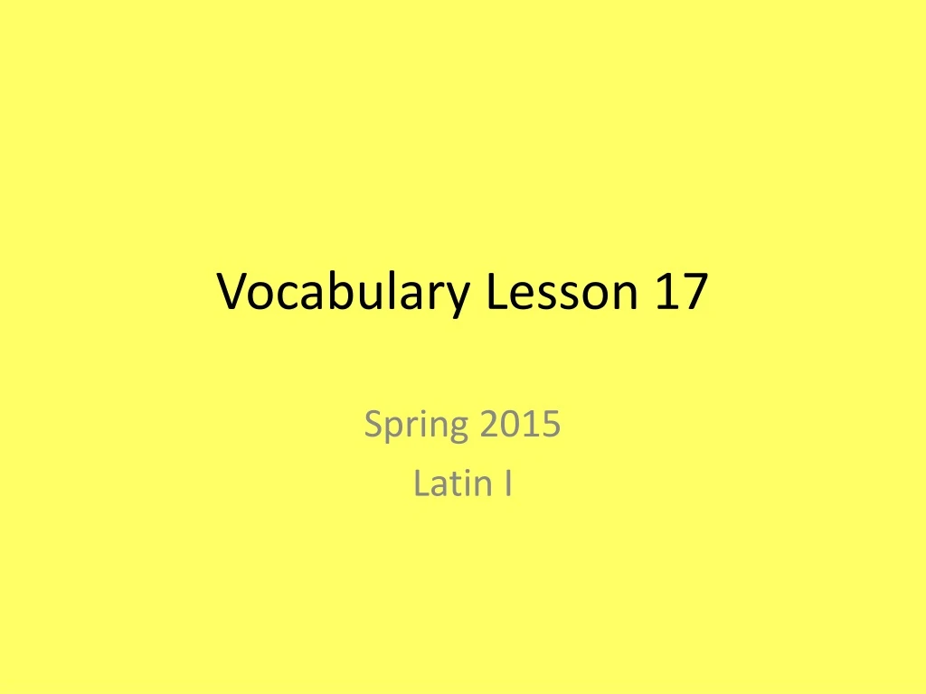 vocabulary lesson 17