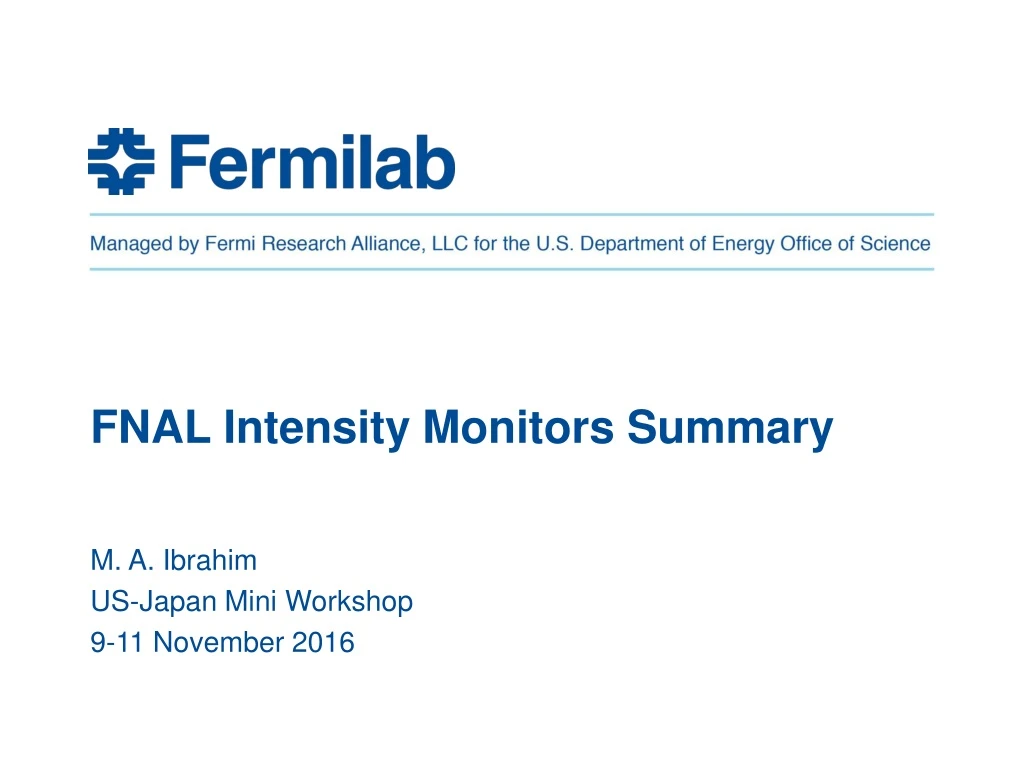 fnal intensity monitors summary