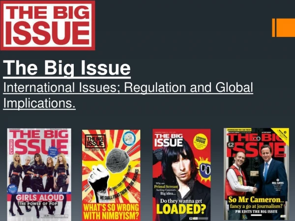 The Big Issue International Issues; Regulation and Global Implications.