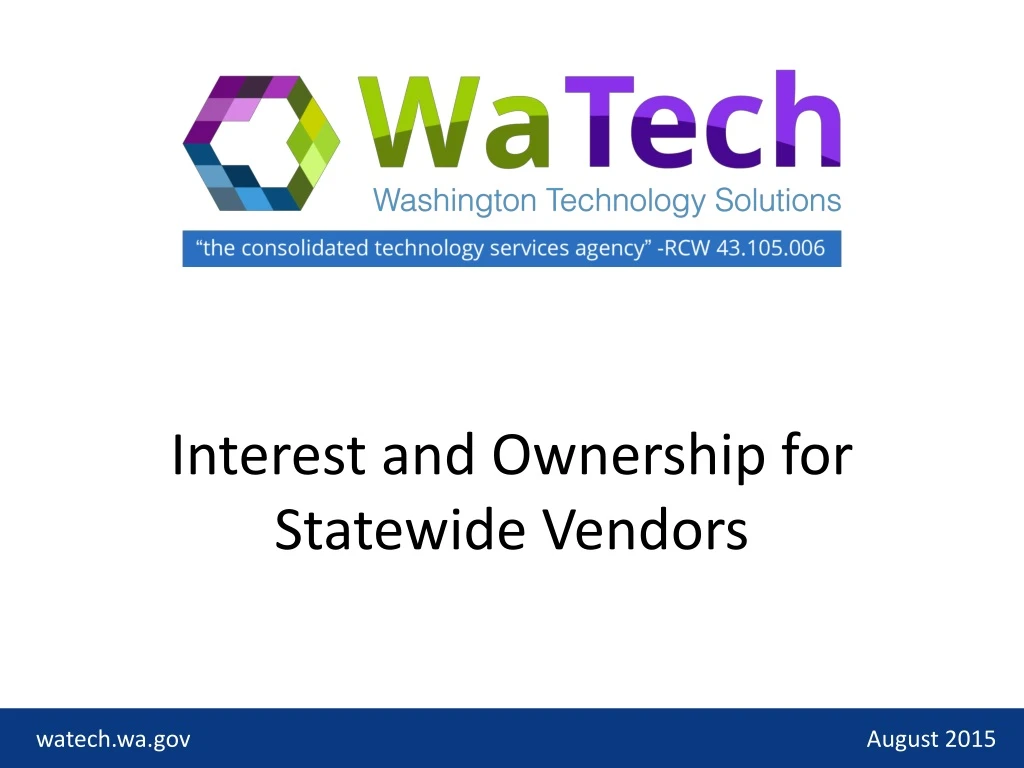 interest and ownership for statewide vendors