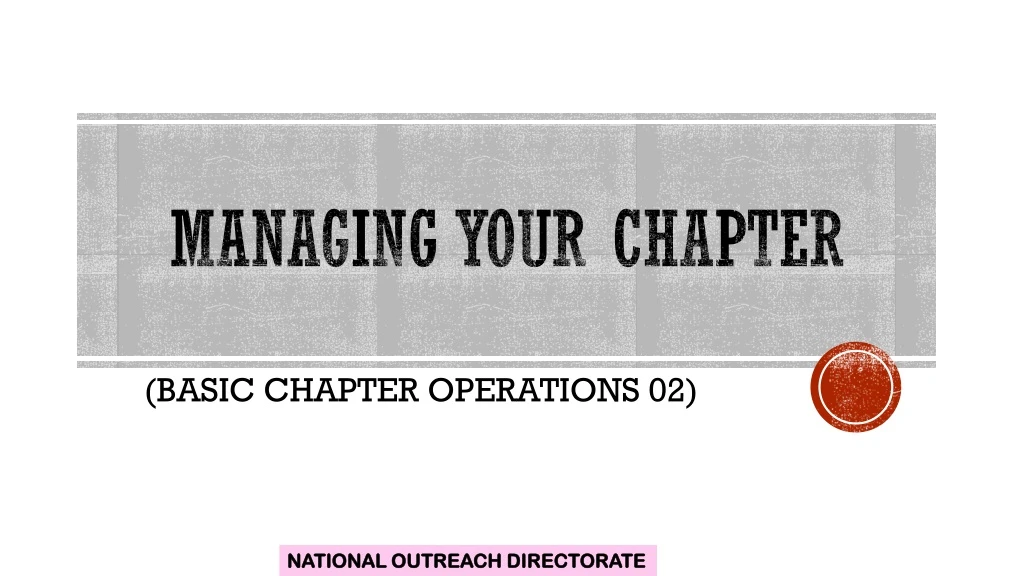 managing your chapter