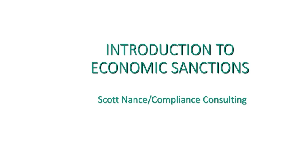 introduction to economic sanctions