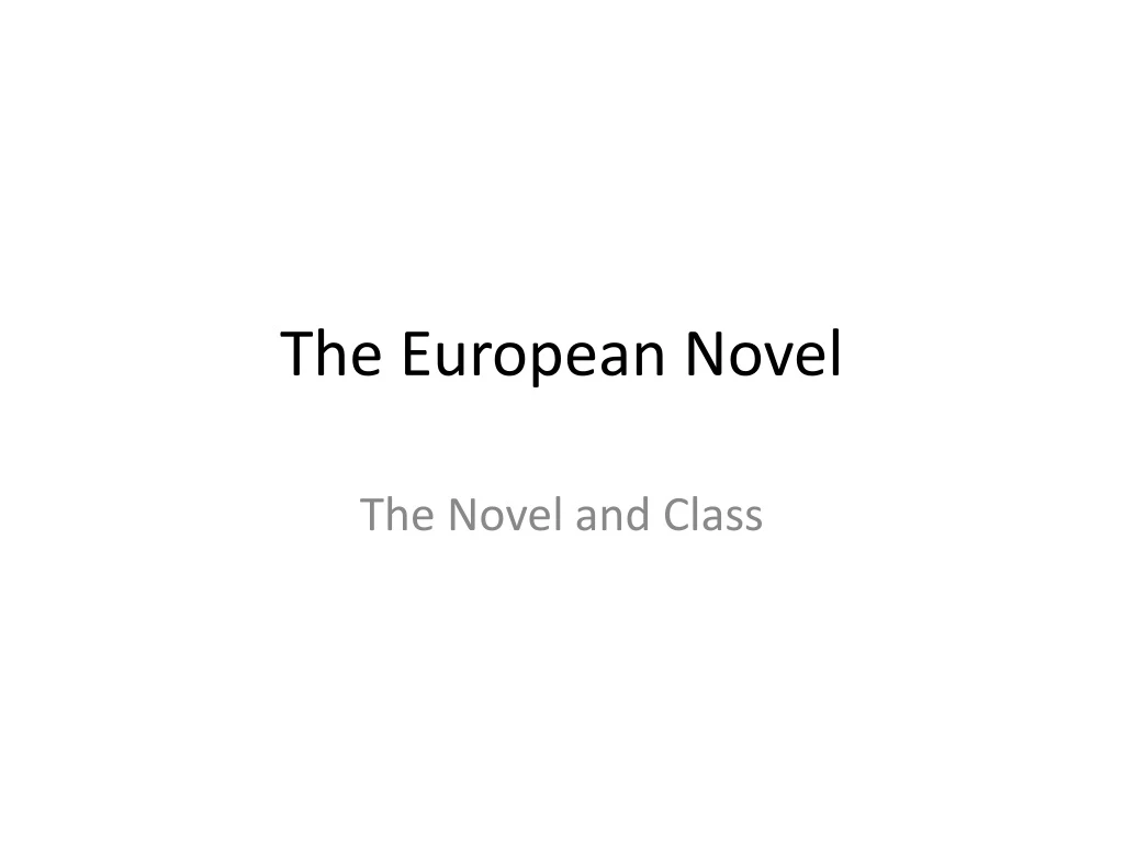 the european novel