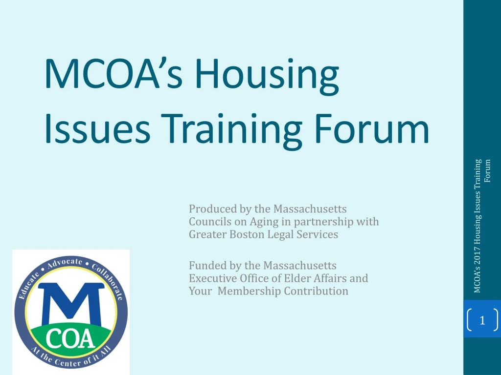 mcoa s housing issues training forum