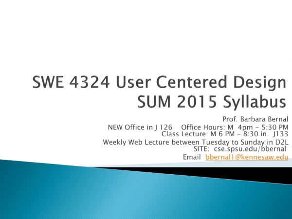 SWE 4324 User Centered Design SUM 2015 Syllabus
