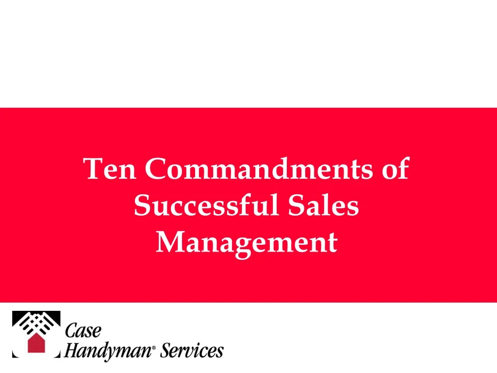 ten commandments of successful sales management