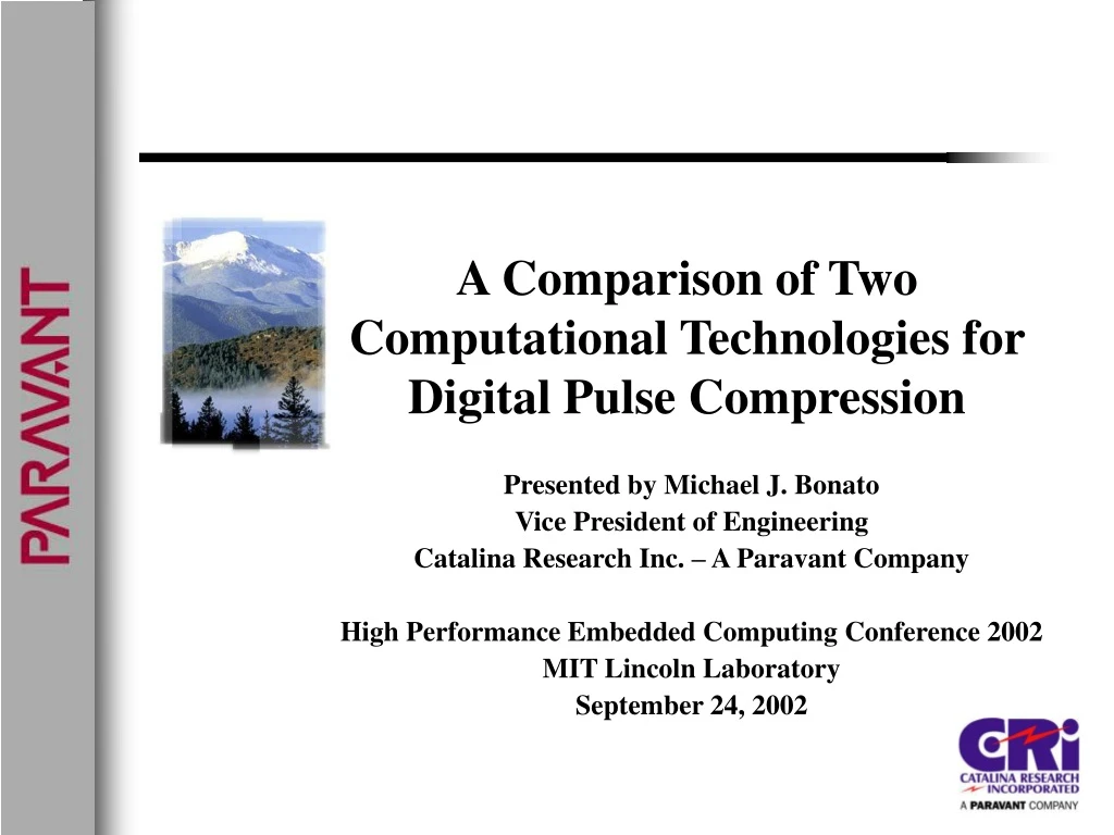 a comparison of two computational technologies