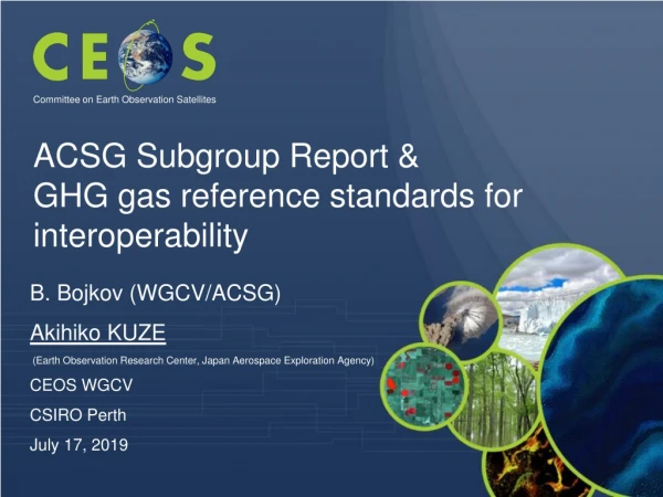 ACSG Subgroup Report &amp; GHG gas reference standards for interoperability