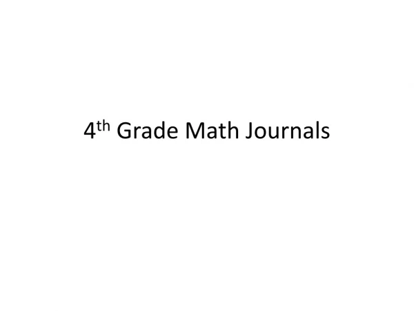 4 th Grade Math Journals
