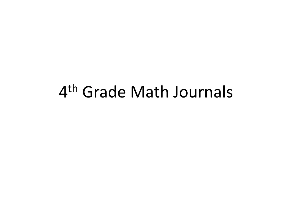 4 th grade math journals