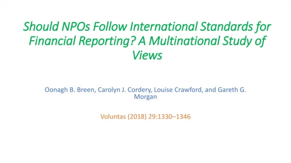 Should NPOs Follow International Standards for Financial Reporting? A Multinational Study of Views