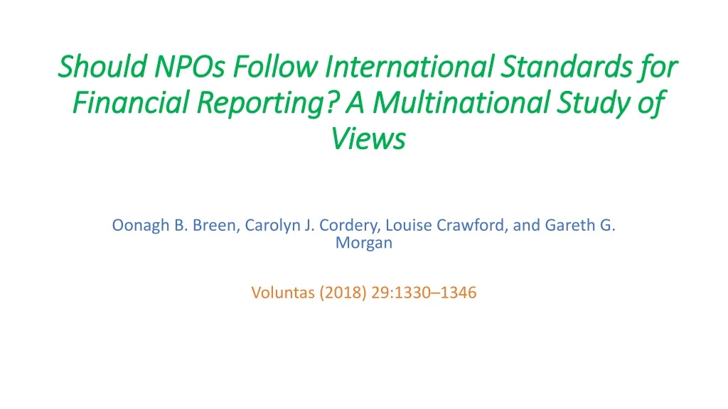 should npos follow international standards for financial reporting a multinational study of views