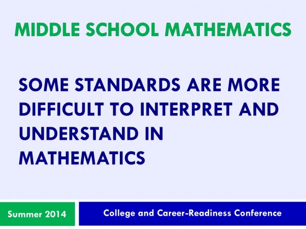 Some standards are more difficult to interpret and understand in mathematics