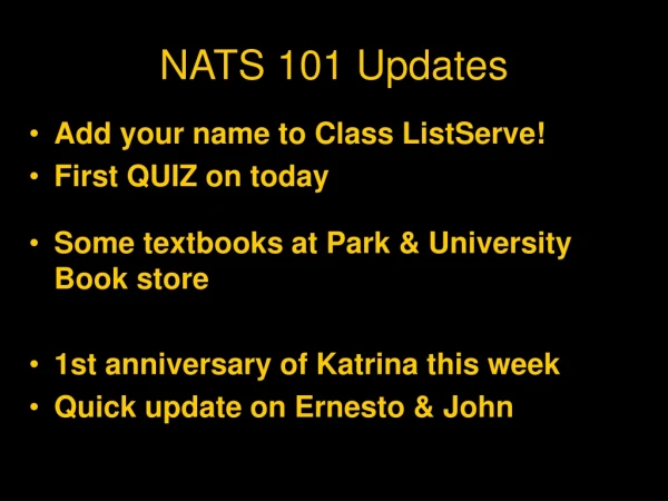 NATS 101 Updates