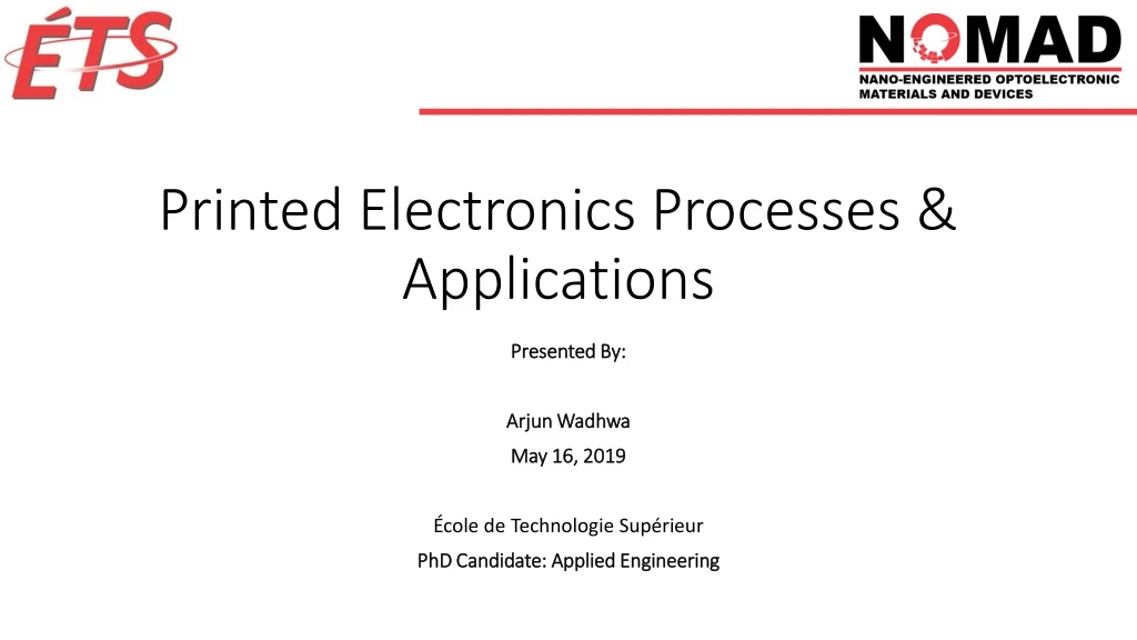 printed electronics processes applications