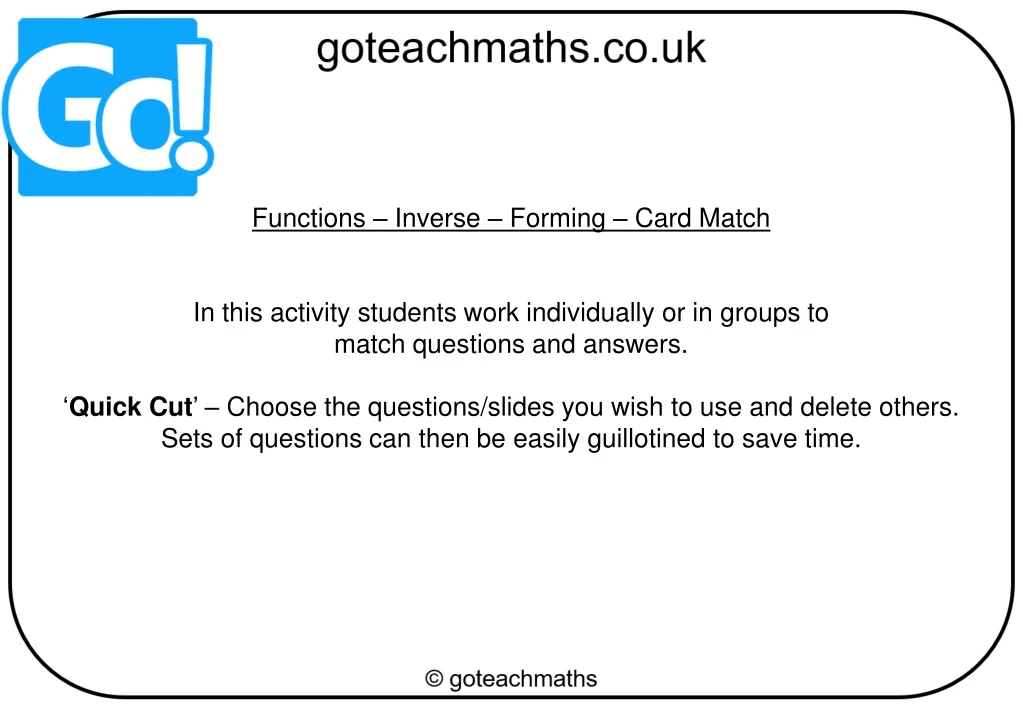 functions inverse forming card match in this