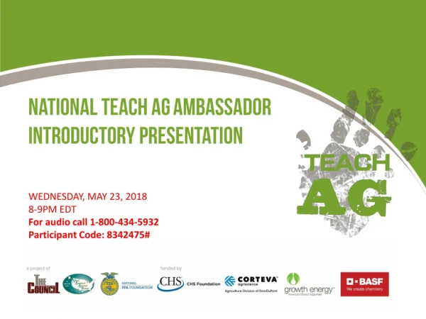 National Teach Ag Ambassador Introductory Presentation