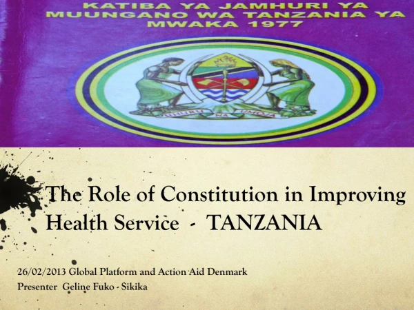 The Role of Constitution in Improving Health Service - TANZANIA