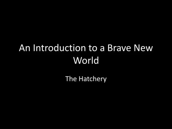 An Introduction to a Brave New World