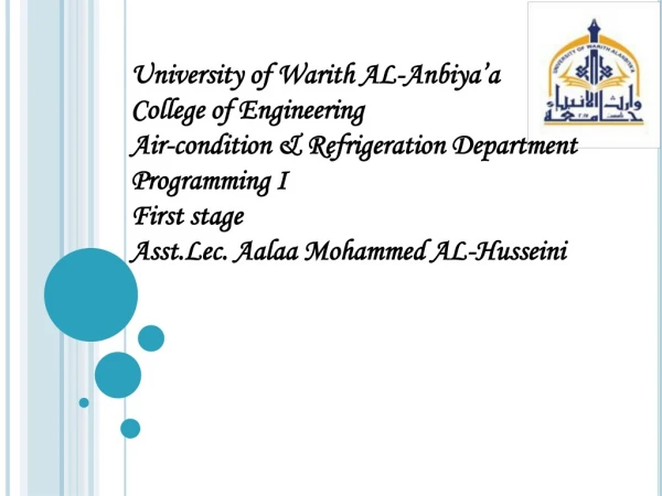 University of Warith AL- Anbiya’a College of Engineering