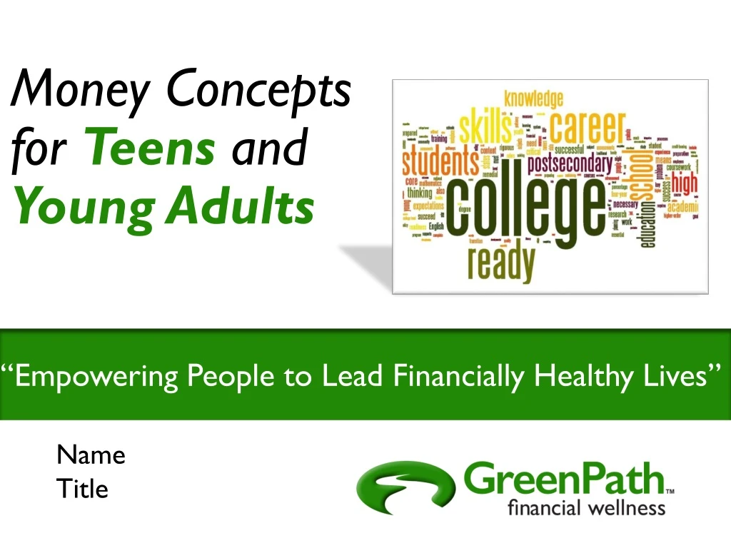 money concepts for teens and young adults