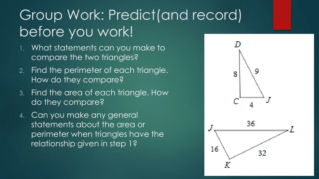 group work predict and record before you work