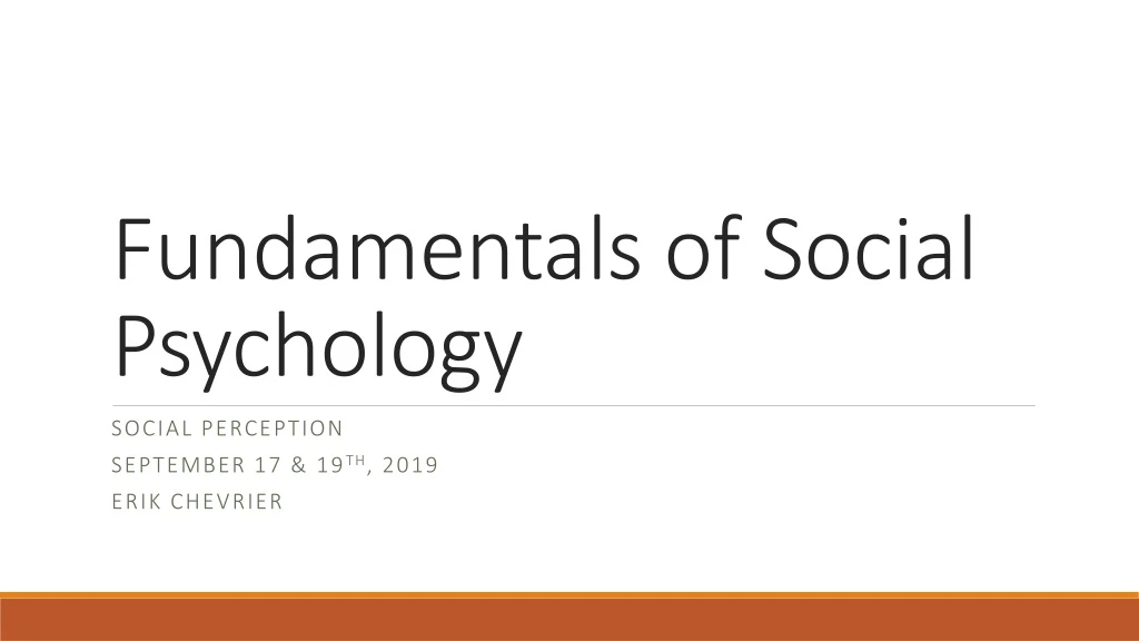 fundamentals of social psychology