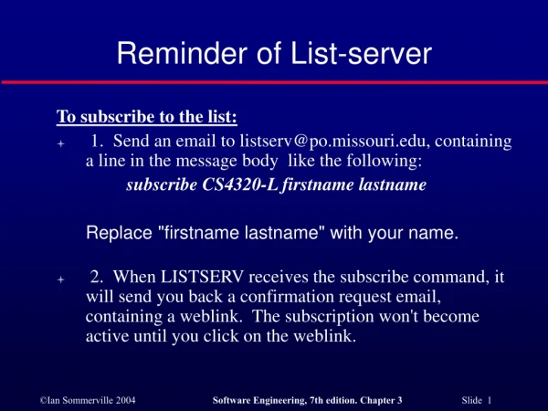 Reminder of List-server