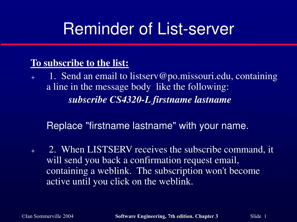 reminder of list server