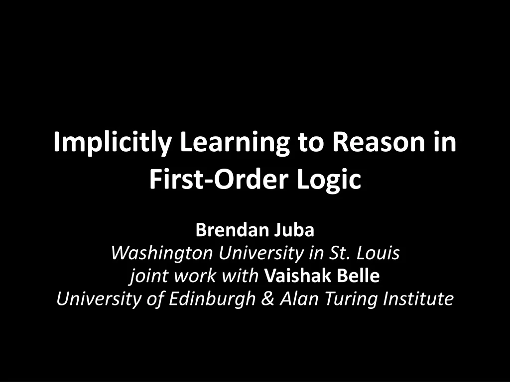 implicitly learning to reason in first order logic