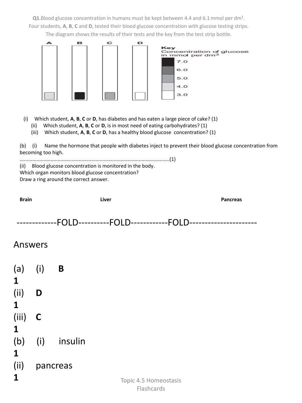 i which student a b c or d has diabetes