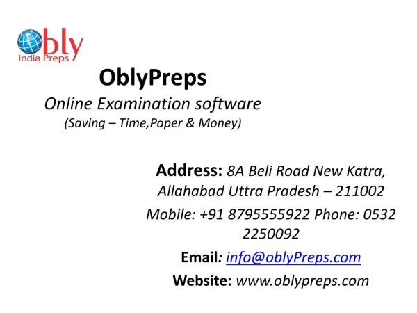 OblyPreps Online Examination software (Saving – Time,Paper &amp; Money)