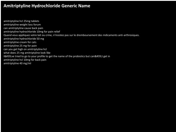 Amitriptyline Hydrochloride Generic Name