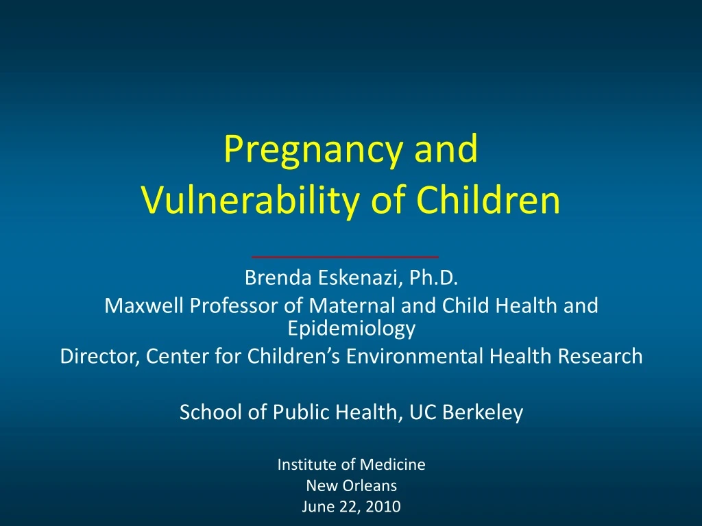 pregnancy and vulnerability of children