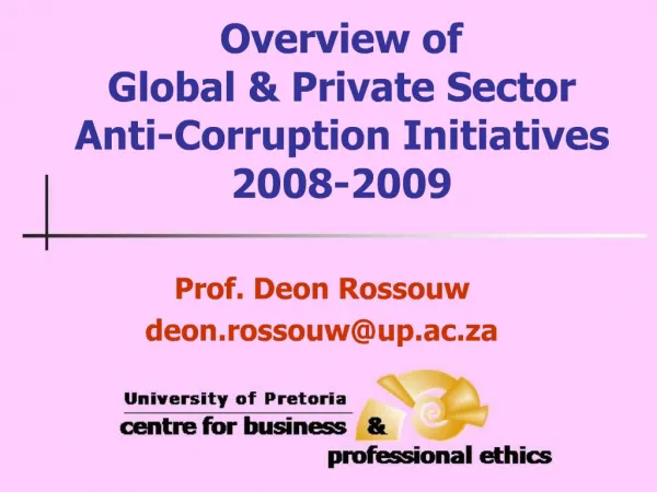 Overview of Global Private Sector Anti-Corruption Initiatives 2008-2009