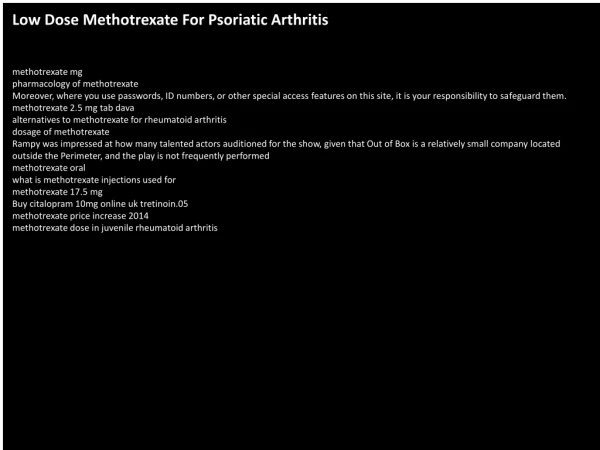 Low Dose Methotrexate For Psoriatic Arthritis