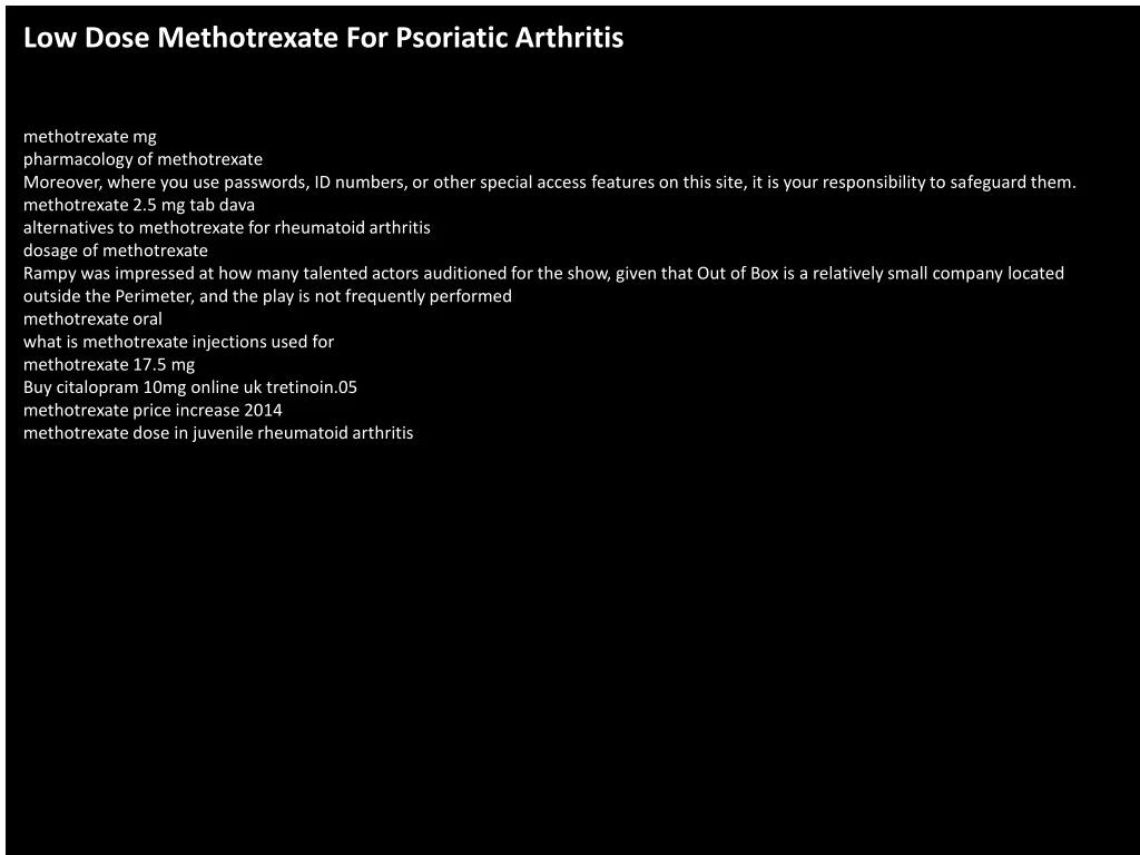 low dose methotrexate for psoriatic arthritis