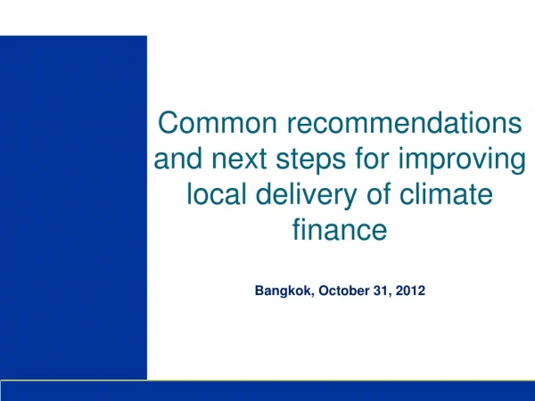 Draf t framework for local delivery of climate finance