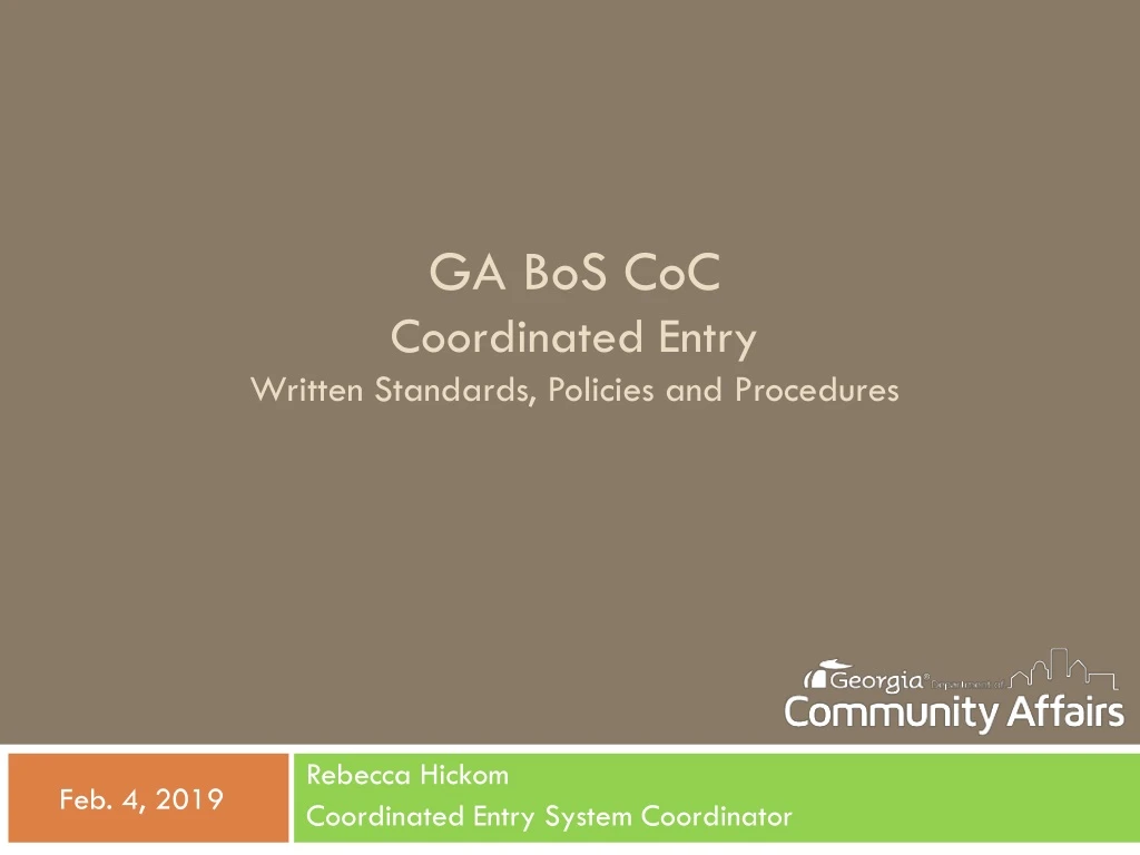 ga bos coc coordinated entry written standards policies and procedures